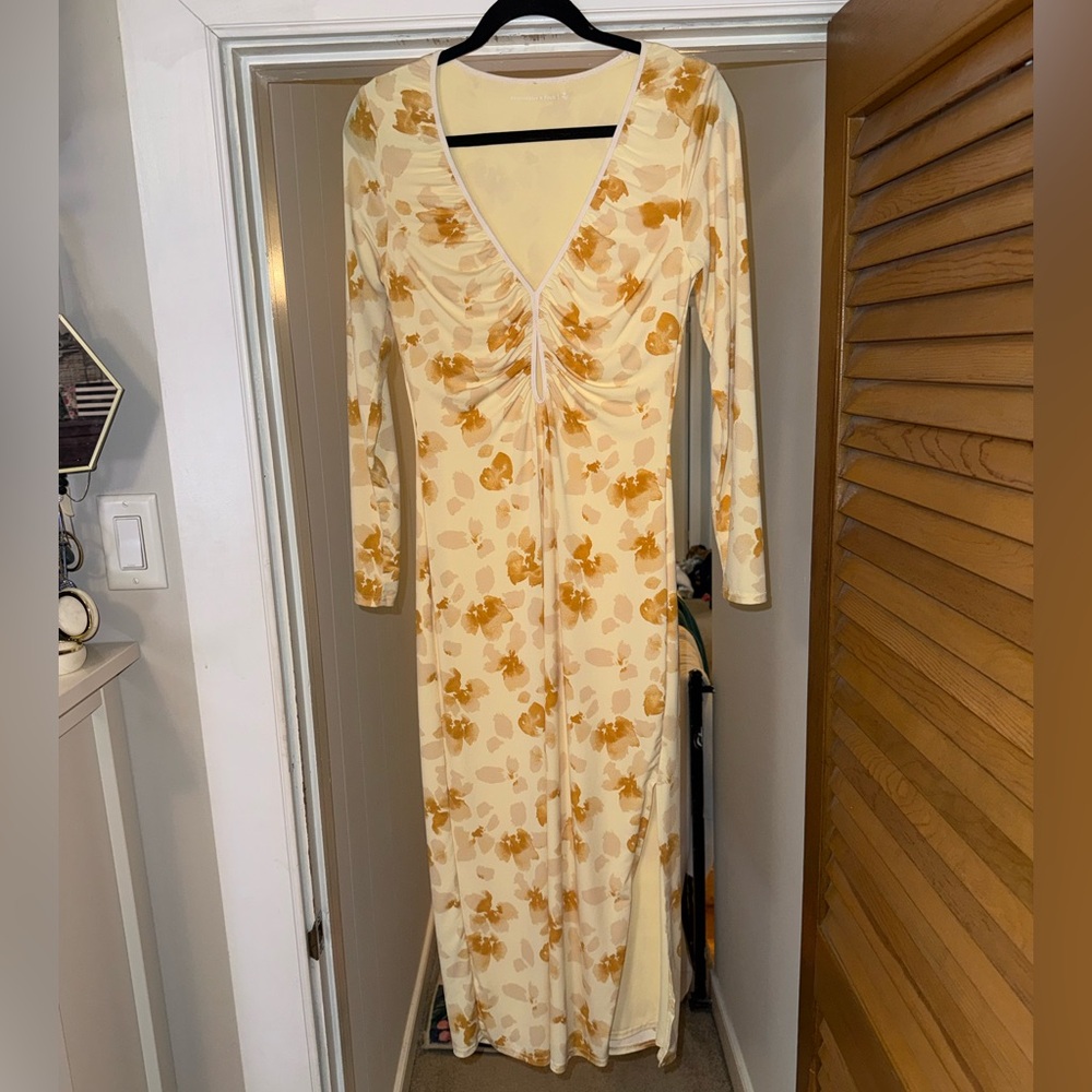 Abercrombie & Fitch Yellow Floral Long Sleeve Dress